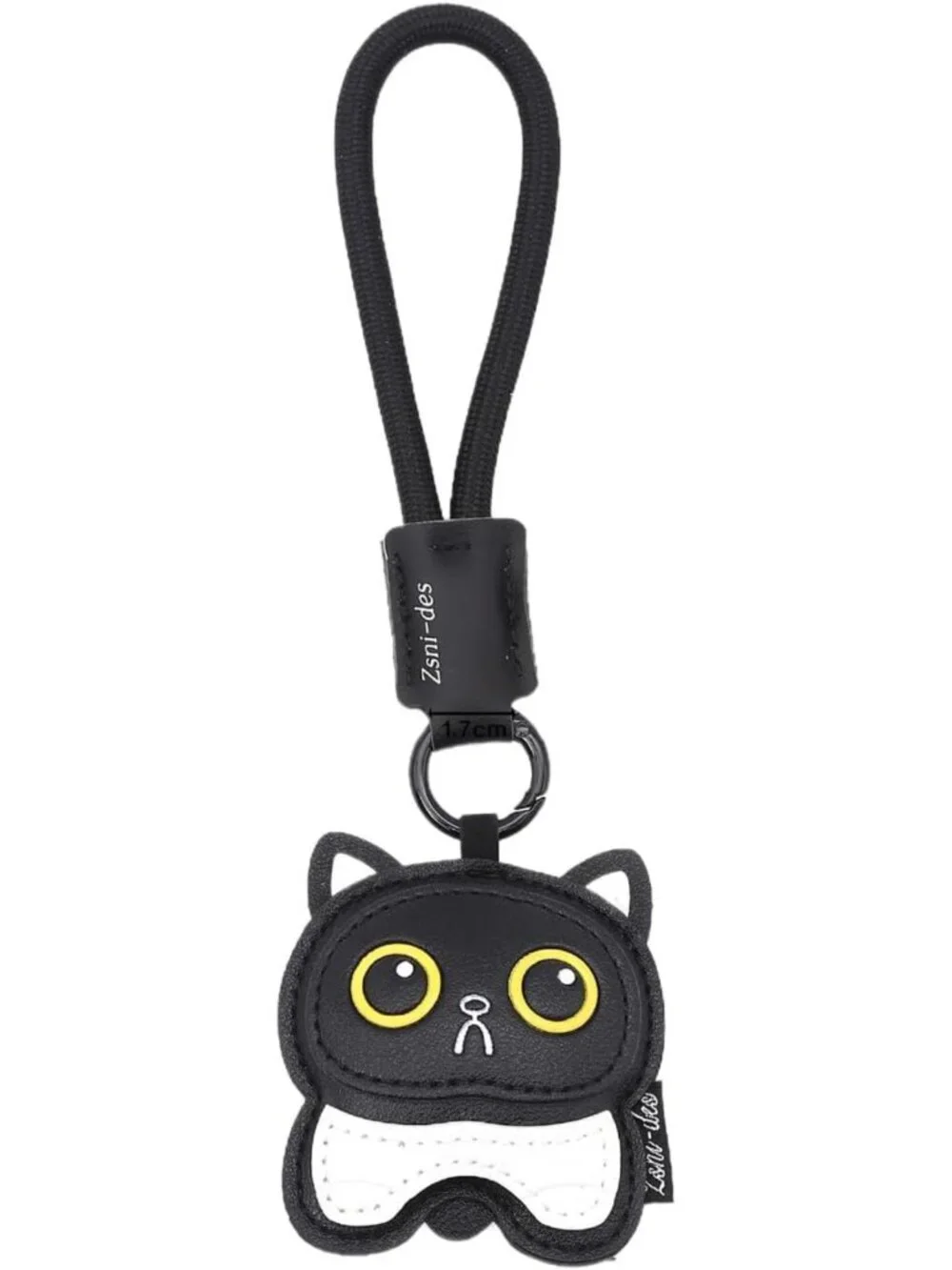 Cute Black Cat Keychain Charm - PU Leather Kawaii Pendant for Bags & Backpacks